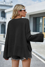 Load image into Gallery viewer, Womens Sweater-High-Low Slit Round Neck Long Sleeve Sweater | top
