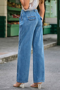 Blue Jeans-High Waist Wide Leg Blue Jeans | Blue Jeans