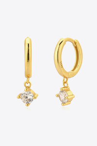 Zircon Earrings-Inlaid Zircon Huggie Drop Earrings