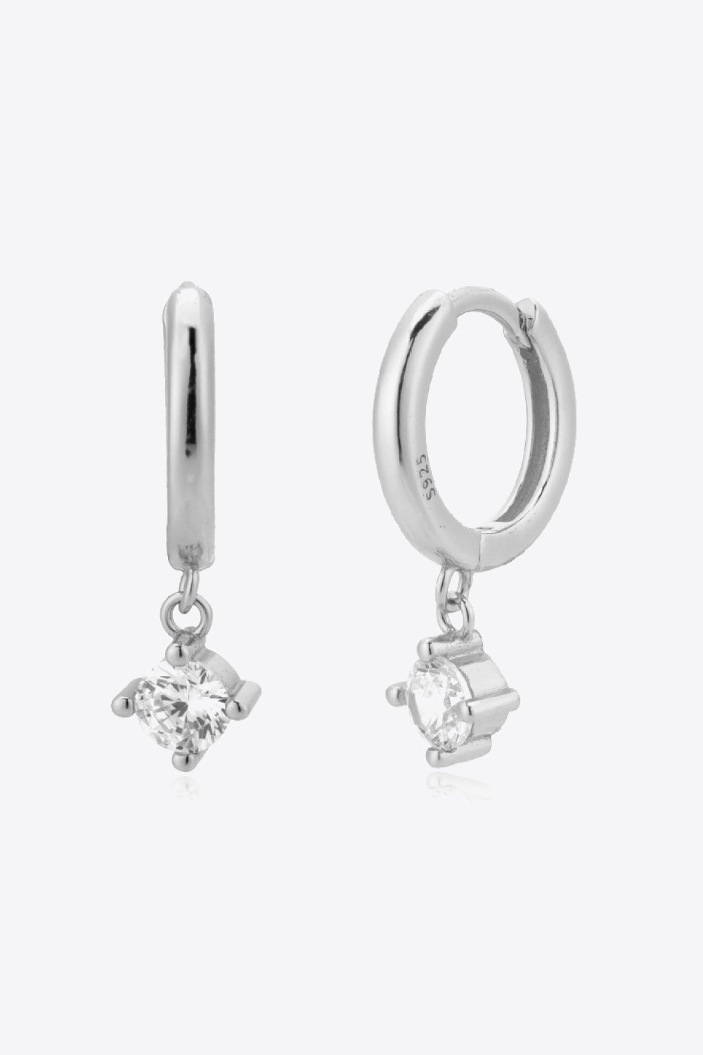 Zircon Earrings-Inlaid Zircon Huggie Drop Earrings