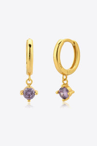 Zircon Earrings-Inlaid Zircon Huggie Drop Earrings