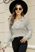 Load image into Gallery viewer, Womens Sweater-Johnny Collar Lantern Sleeve Sweater
