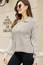 Load image into Gallery viewer, Womens Sweater-Johnny Collar Lantern Sleeve Sweater
