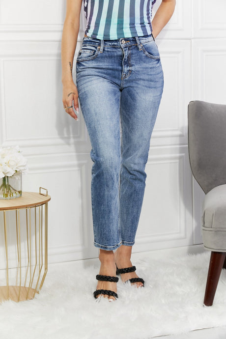 Kancan Full Size Amara High Rise Slim Straight Jeans | Blue Jeans