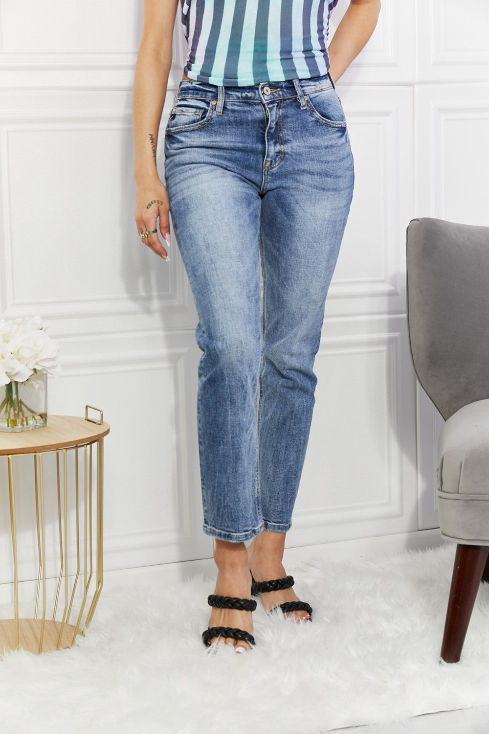 Kancan Full Size Amara High Rise Slim Straight Jeans | Blue Jeans