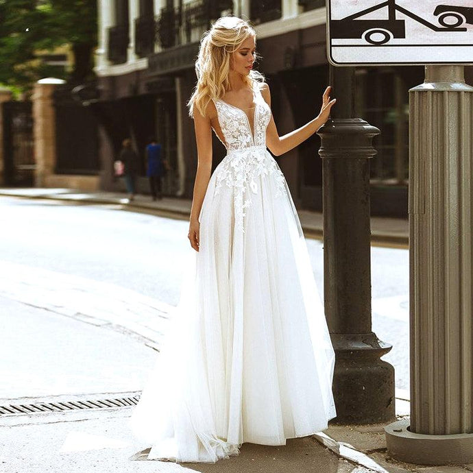 Lace Beach Wedding Dress | Simple Romantic Wedding Dress Broke Girl Philanthropy