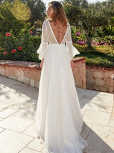 Load image into Gallery viewer, Bohemian Wedding Dress-Lace Chiffon Wedding Dress | Wedding Dresses

