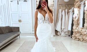 Mermaid Wedding Dress-Lace Beach Wedding Dress- Spaghetti Straps | Wedding Dresses
