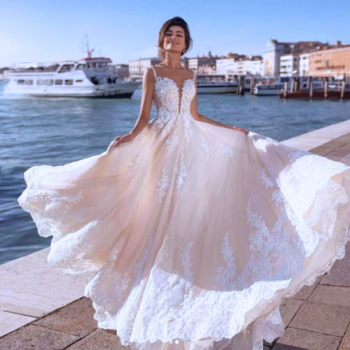 Lace Vintage A Line Beach Wedding Dress Broke Girl Philanthropy