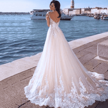 Load image into Gallery viewer, Lace Vintage A Line Beach Wedding Dress Broke Girl Philanthropy
