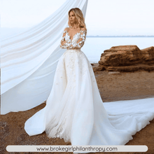 Load image into Gallery viewer, Mermaid Wedding Dress-Long Sleeve Backless Bridal Gown | Wedding Dresses
