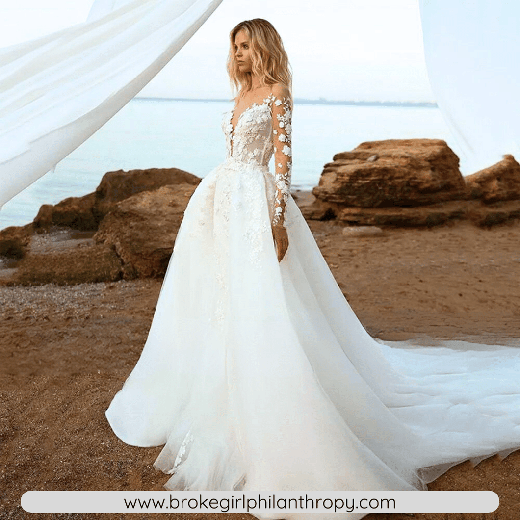 Mermaid Wedding Dress-Long Sleeve Backless Bridal Gown | Wedding Dresses