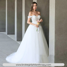 Load image into Gallery viewer, Off the Shoulder Wedding Dress-Simple A-Line Wedding Dress | Wedding Dresses

