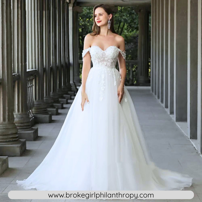 Off the Shoulder Wedding Dress-Simple A-Line Wedding Dress | Wedding Dresses