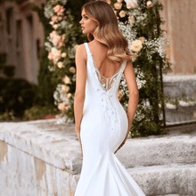 Load image into Gallery viewer, Simple Wedding Dress-Mermaid Backless V Neck Wedding Dress | Wedding Dresses

