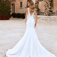Load image into Gallery viewer, Simple Wedding Dress-Mermaid Backless V Neck Wedding Dress | Wedding Dresses
