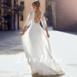 Backless Wedding Dress-Modern Chiffon Beach Wedding Dress | Wedding & Bridal Party Dresses