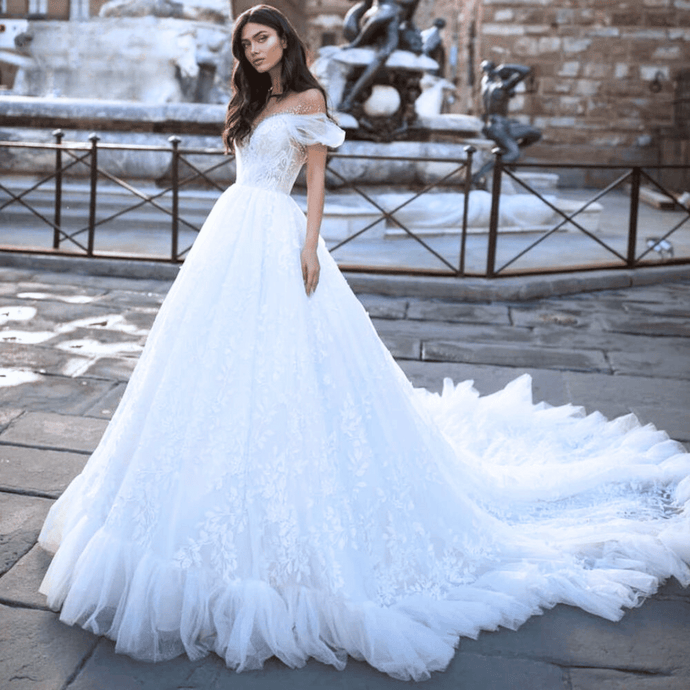 Off the Shoulder Wedding Dress-A Line Lace Ball Gown Wedding Dress | Wedding Dresses