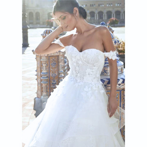 Off the Shoulder Wedding Dress-A Line Lace Princess Beach Bridal Gown | Wedding Dresses