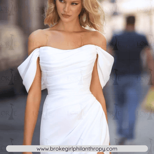 Mermaid Beach Wedding Dress-Off Shoulder Satin Wedding Dress | Wedding Dresses