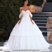 Load image into Gallery viewer, Off Shoulder Sweetheart Princess Tulle Wedding Dress Broke Girl Philanthropy
