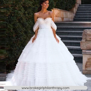 Off Shoulder Sweetheart Princess Tulle Wedding Dress Broke Girl Philanthropy