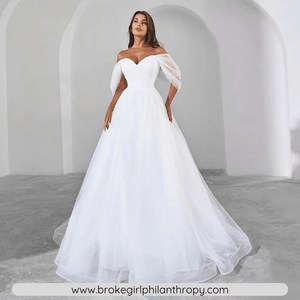 Off the Shoulder Dress-Off Shoulder V Neck Corset Bridal Gown | Wedding Dresses