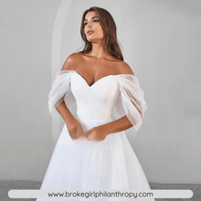 Load image into Gallery viewer, Off the Shoulder Dress-Off Shoulder V Neck Corset Bridal Gown | Wedding Dresses
