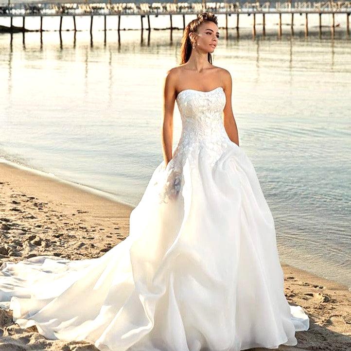 Beach Wedding Dress-Princess Ruffles Wedding Dress Pockets | Wedding Dresses