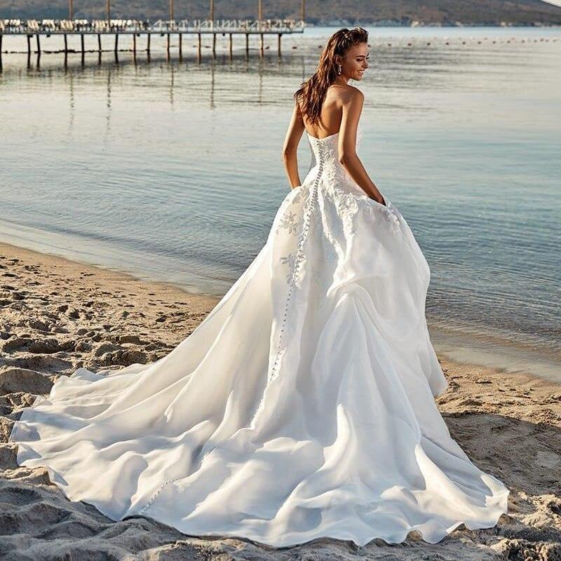 Beach Wedding Dress-Princess Ruffles Wedding Dress Pockets | Wedding Dresses