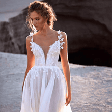 Load image into Gallery viewer, Sexy Wedding Dress- Romantic Flowers Pleats and Straps Gown | Wedding Dresses

