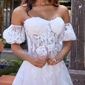 Off the Shoulder Wedding Dress-Romantic Beach Wedding Gown | Wedding Dresses