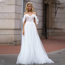 Load image into Gallery viewer, Off the Shoulder Wedding Dress-A Line V Neck Lace Bridal Gown
