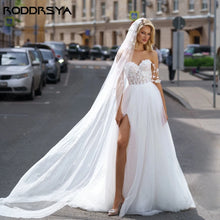 Load image into Gallery viewer, A Line Sweetheart Wedding Dress- Backless Beach Wedding Dress
