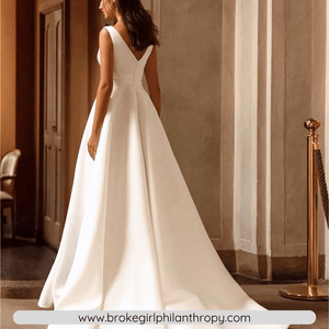 A Line Wedding Dress-Satin Beach Wedding Dress | Wedding Dresses