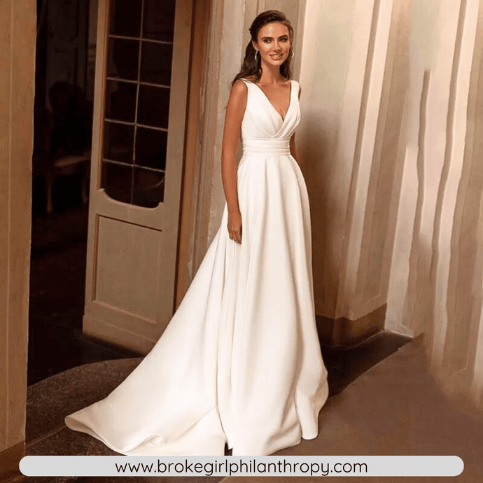 A Line Wedding Dress-Satin Beach Wedding Dress | Wedding Dresses