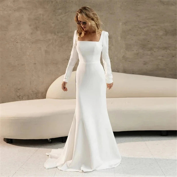 Mermaid Wedding Dress-Satin Wedding Beach Bridal Gown | Wedding Dresses