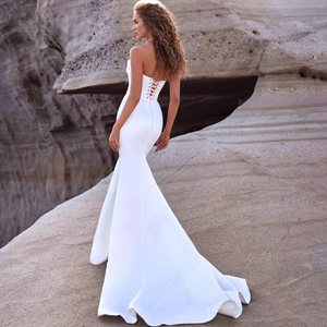 Mermaid Wedding Dress-Satin Strapless Beach Wedding Dress | Wedding Dresses