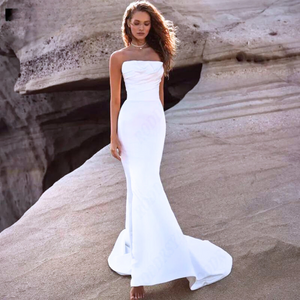 Mermaid Wedding Dress-Satin Strapless Beach Wedding Dress | Wedding Dresses