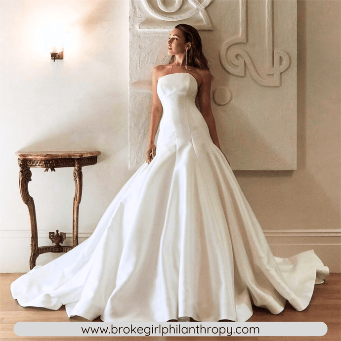 Mermaid Wedding Dress-Satin Strapless Bridal Gown Puffy Skirt | Wedding Dresses