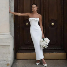 Load image into Gallery viewer, Short Wedding Dress-Simple Backless Ankle Length Bridal Dress
