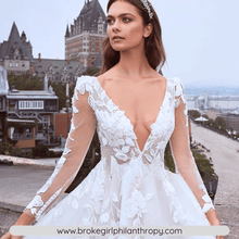 Load image into Gallery viewer, Backless Wedding Dress- Long Sleeve V Neck Wedding Dress | Wedding Dresses
