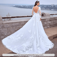 Load image into Gallery viewer, Backless Wedding Dress- Long Sleeve V Neck Wedding Dress | Wedding Dresses
