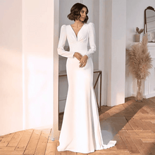 Load image into Gallery viewer, Sexy Wedding Dress-Sexy Backless V Neck Spandex Beach Wedding Dress | Wedding Dresses
