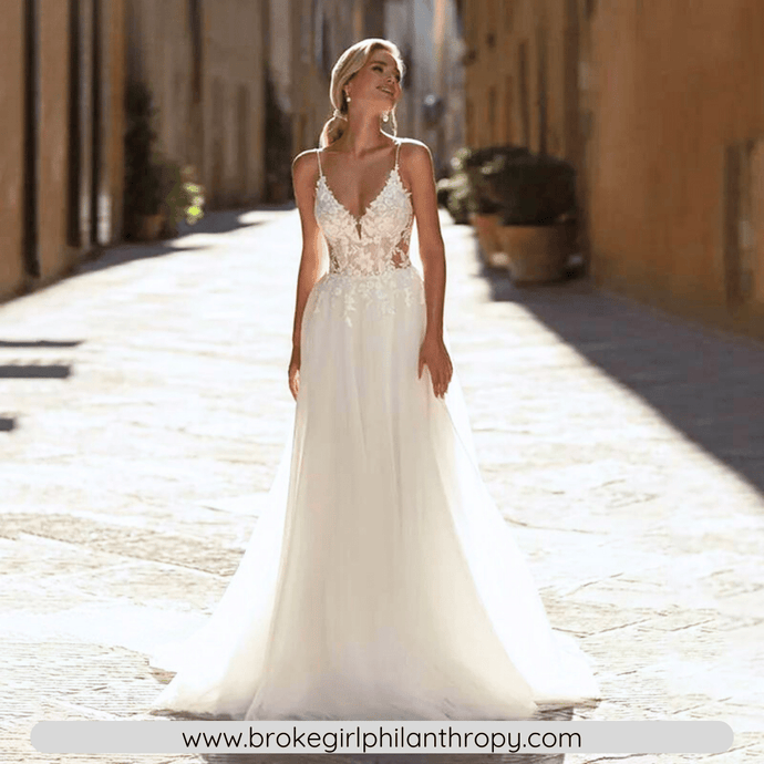 Sexy Wedding Dress-Bohemian Lace V Neck Beach Bridal Gown | Wedding Dresses