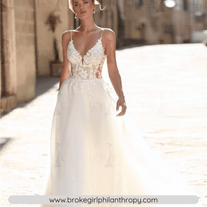 Sexy Wedding Dress-Bohemian Lace V Neck Beach Bridal Gown | Wedding Dresses