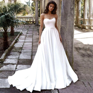 Simple Beach Wedding Dress-Strapless Bridal Gown | Wedding Dresses