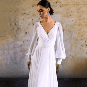 Simple Wedding Dress-Bohemian V Neck Bridal Gown | Wedding Dresses