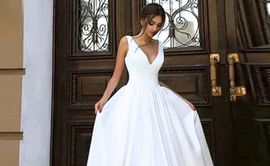 Ball Gown Wedding Dress-Simple V Neck Bridal Gown | Wedding Dresses