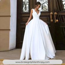 Load image into Gallery viewer, Ball Gown Wedding Dress-Simple V Neck Bridal Gown | Wedding Dresses
